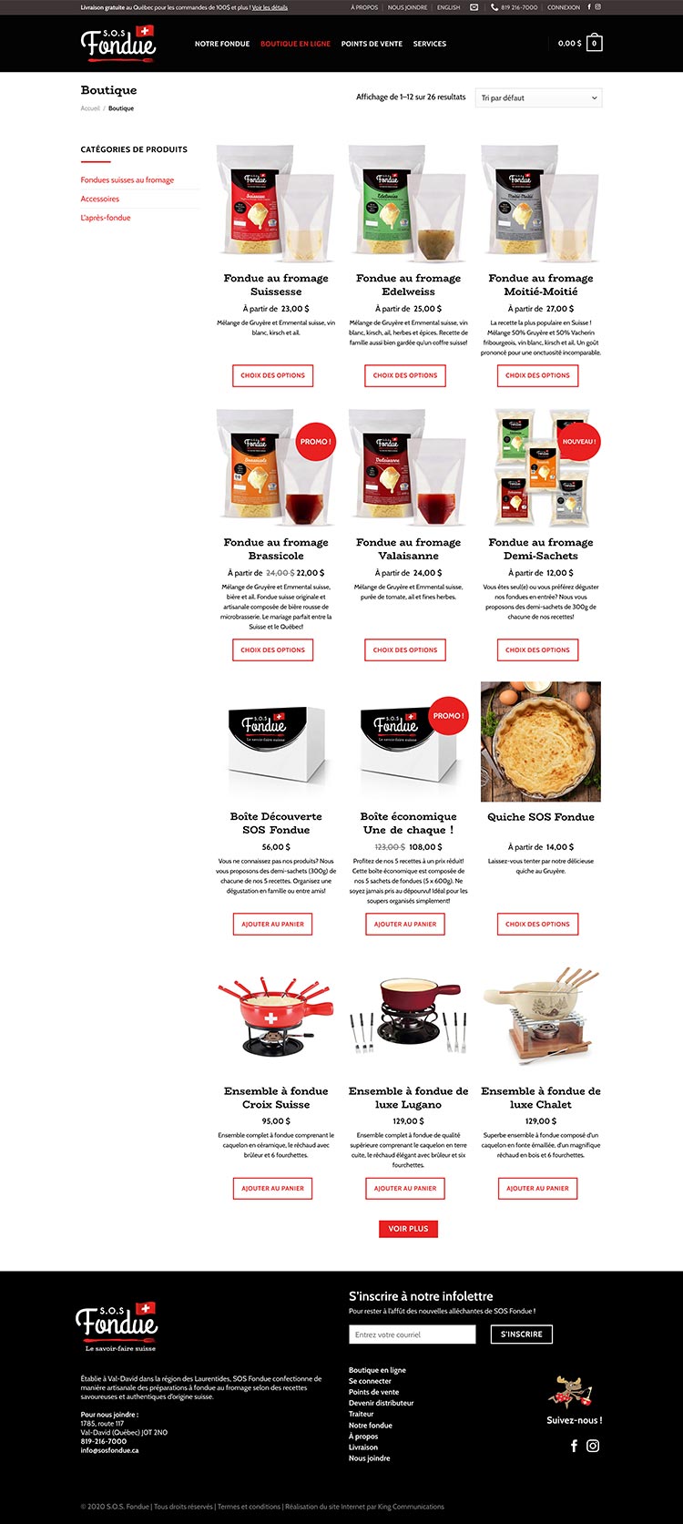King Communications - Branding et web - SOS Fondue