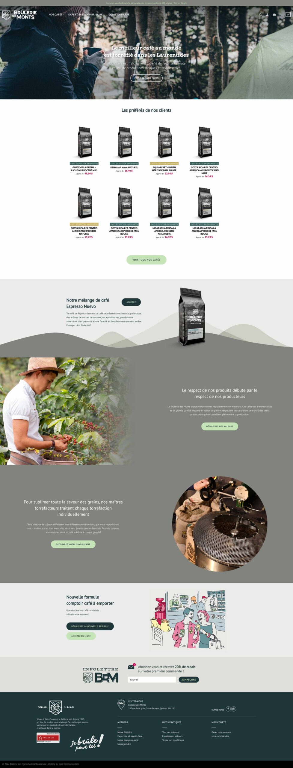 Site web Brûlerie des Monts | Réalisations | King Communications