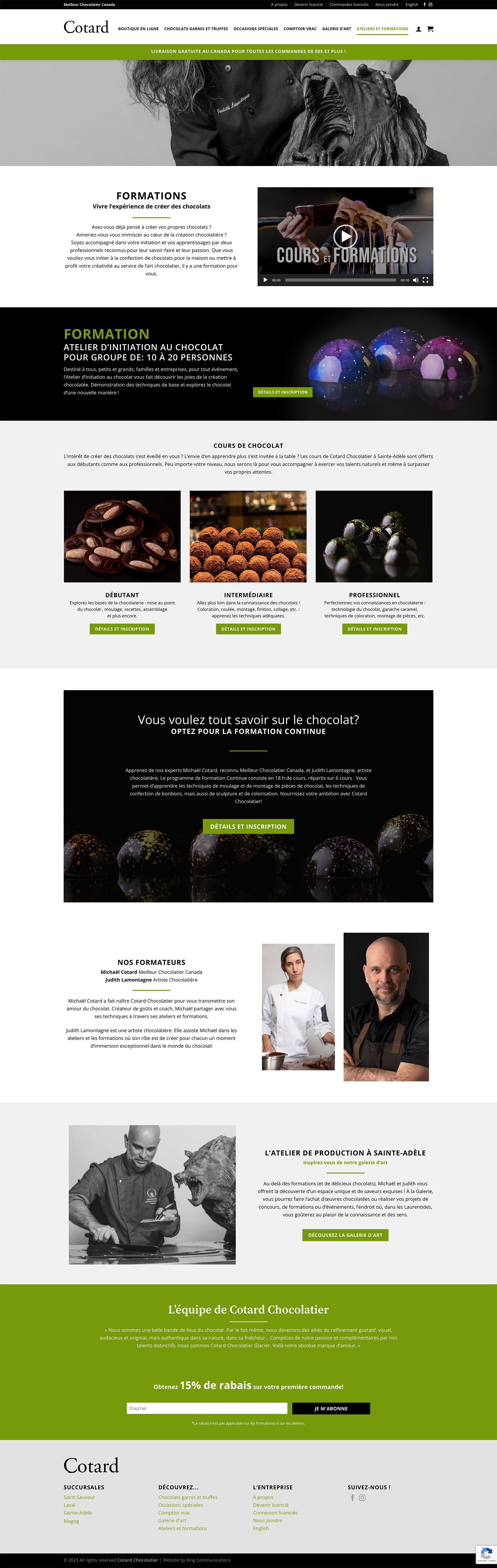 Site web Cotard Chocolatier | Réalisations | King Communications