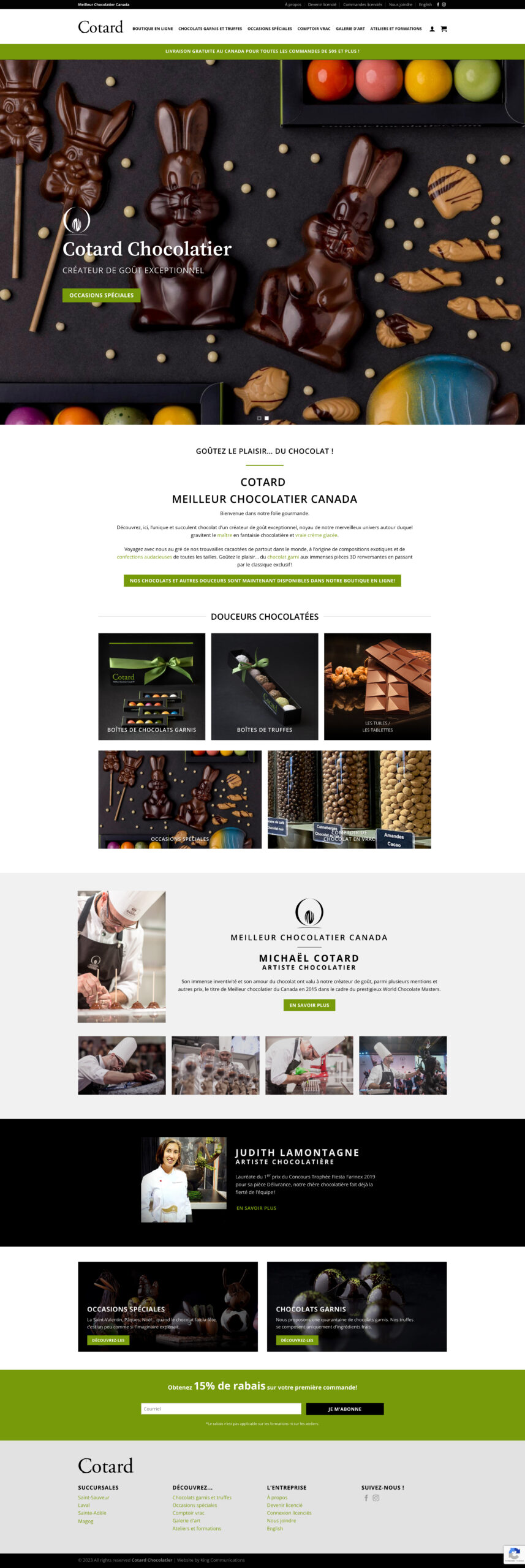 Site web Cotard Chocolatier | Réalisations | King Communications